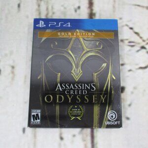 PS4 Assassins Creed Odyssy Gold Steelbook Edition Video Game and Case